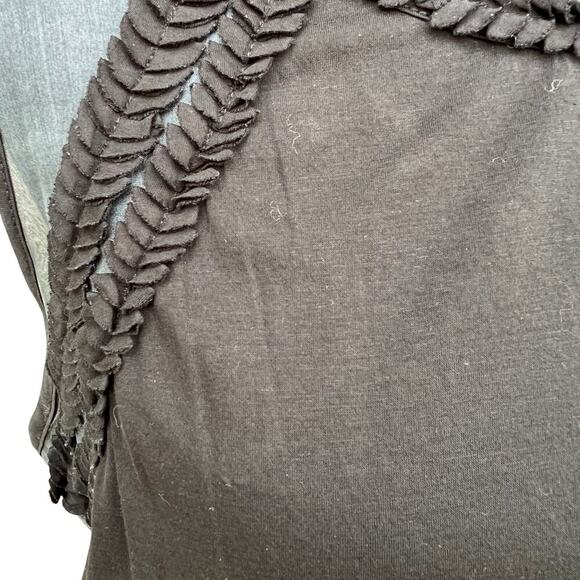 J. Crew women's S sleeveless black top silk set in by shoulder, ruffled accent - Picture 3 of 7